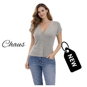 NWT Silver short sleeve chunky button Cardigan